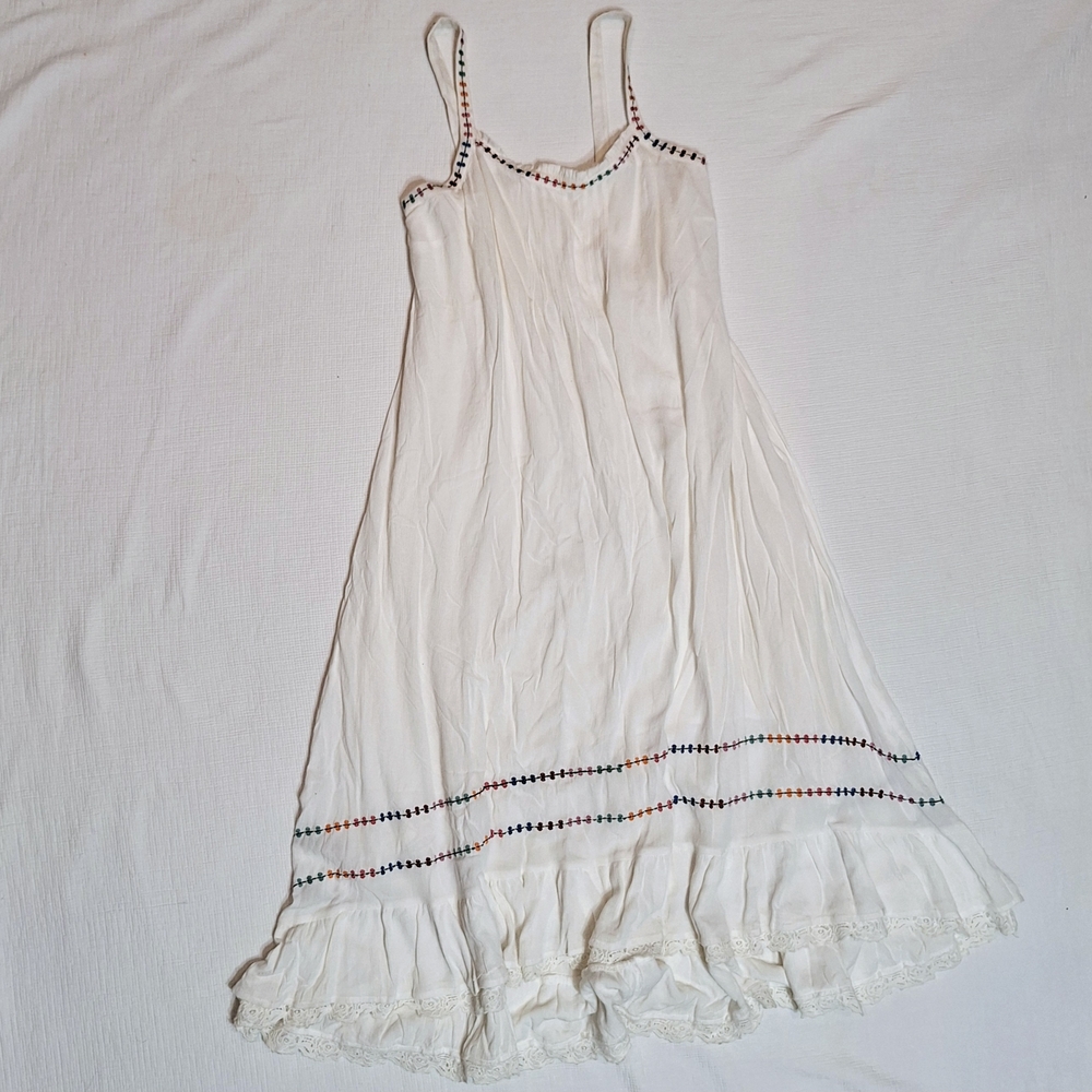 Matilda Jane White Maxi Dress with Multicolor Accents